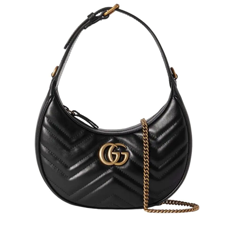 NEW GUCCI BLACK MARMONT GG QUILTED LEATHER MINI SHOULDER BAG PURSE AUTHENTIC!